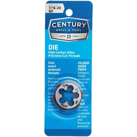 Century Drill & Tool Century Drill & Tool 7/16-20 National Fine 1 In. Across Flats Fractional Hexagon Die 96208